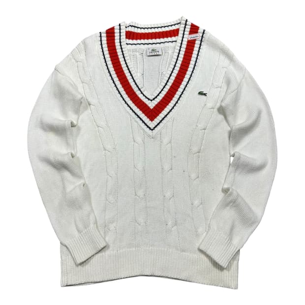 ✨ (만원 빈티지) 라코스테 브이넥 꽈배기 니트 