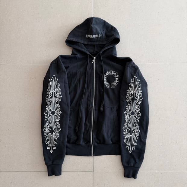 크롬하츠 홀스슈 플로랄 퍽유 후드집업