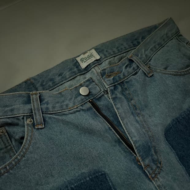 Road 컷오프 파셜 워싱 데님팬츠