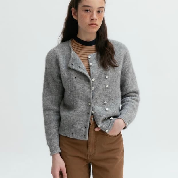 비아플레인 링커 가디건 그레이 M