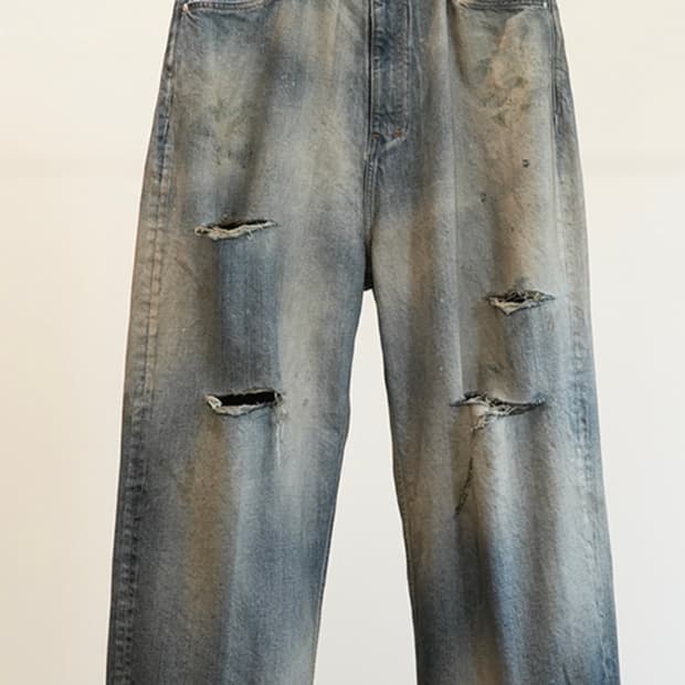 안셀름 데미지 와이드 데님 팬츠