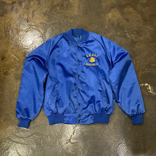 890s 블루 S.M.&S.E. 바시티 나일론 자켓