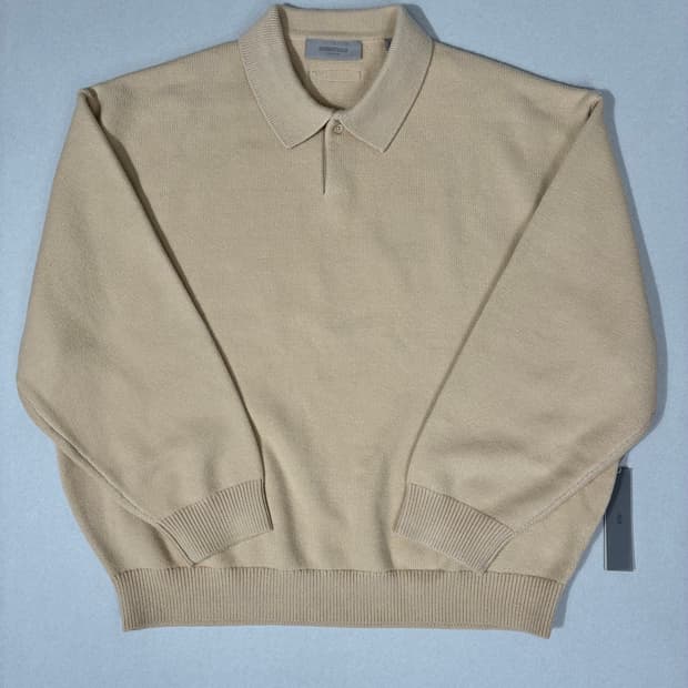피어오브갓 에센셜 니트 롱슬리브 폴로 티셔츠 샌드컬러 L사이즈