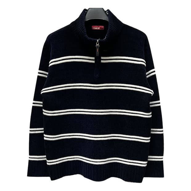VTG 스트라이프 하프집업 니트 FREE
