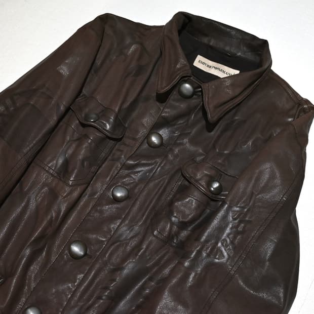 Emporio Armani 00s leather crab jacket
