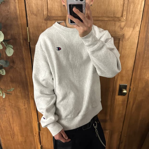 2XL) 챔피온 리버스위브 스몰 로고 맨투맨 스웻셔츠