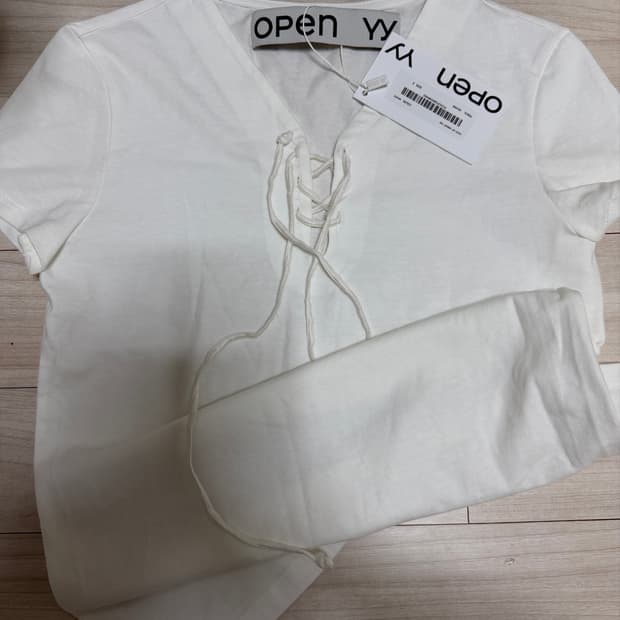 오픈와이와이 반팔 LACE-UP JERSEY TEE 화이트