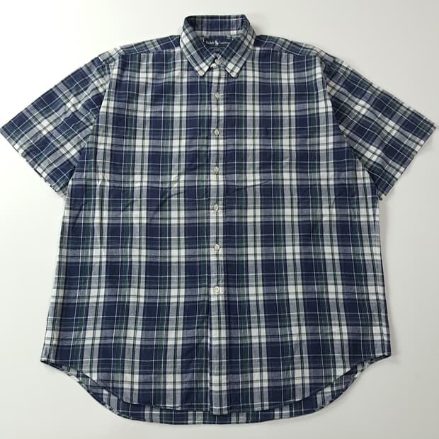 CA534 3XL 폴로 블레이크 90s 네이비 플래드 반팔 셔츠 남방