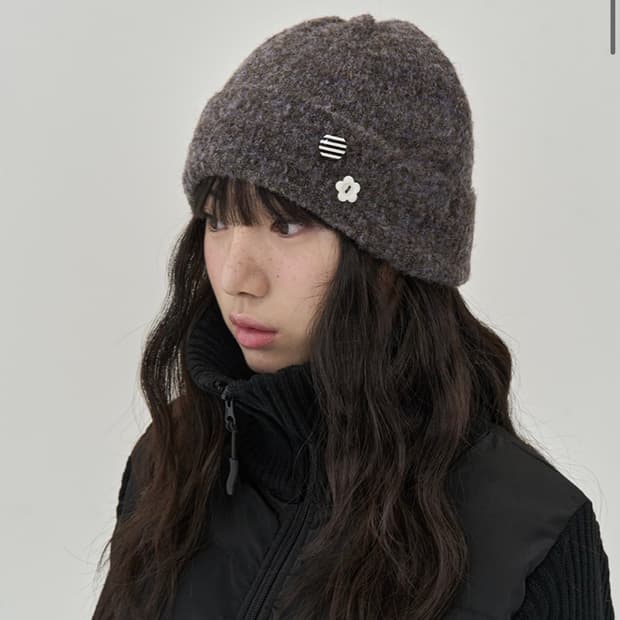 토피우먼 버튼 포인트 비니