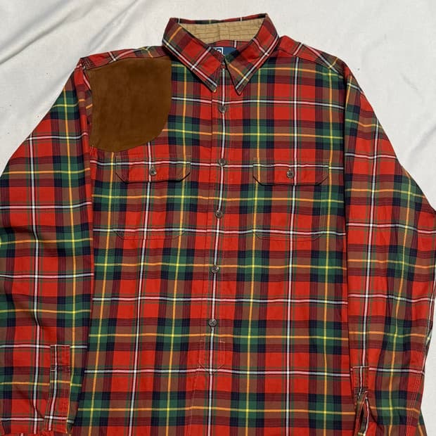 L 폴로랄프로렌 레더패치 타탄체크 셔츠