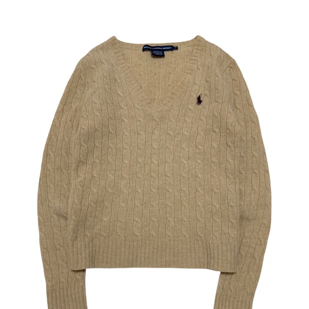 폴로 랄프로렌 베이지 케이블 니트