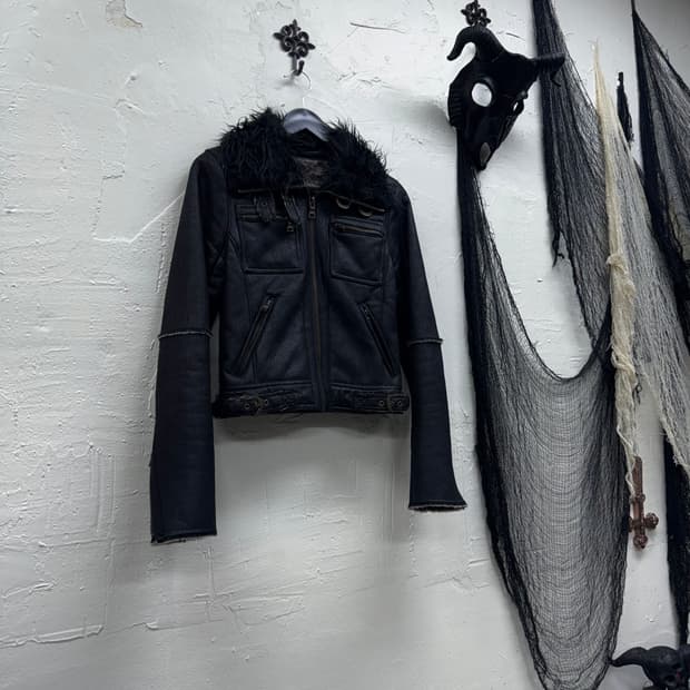 Unknown 00s vkei trimming crow fur jacke