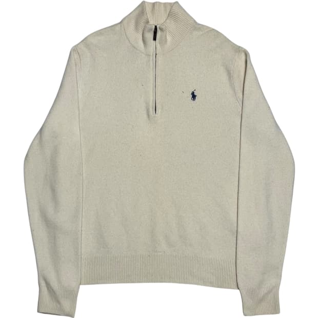 Polo Ralph Lauren 울 크림 반집업 니트