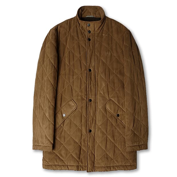 꼬르넬리아니 [Corneliani] 카멜 스웨이드 퀼팅 하프 코트 자켓