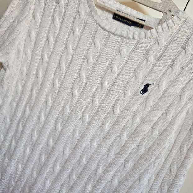 폴로 랄프로렌 여성 화이트 케이블 니트(S사이즈)