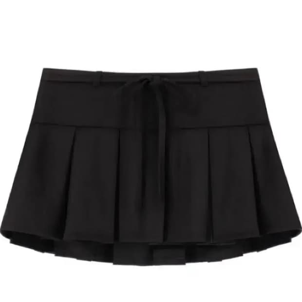 클리시어 허깅 리본 플리츠 스커트 블랙 s