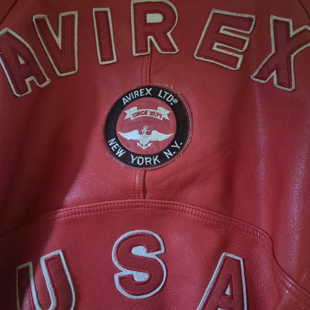 아비렉스 레더자켓 레드 L