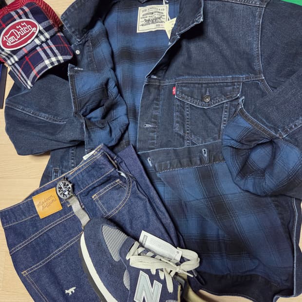 (새상품)리바이스 버팔로 체크 안감 데님자켓 청자켓 트러커 
