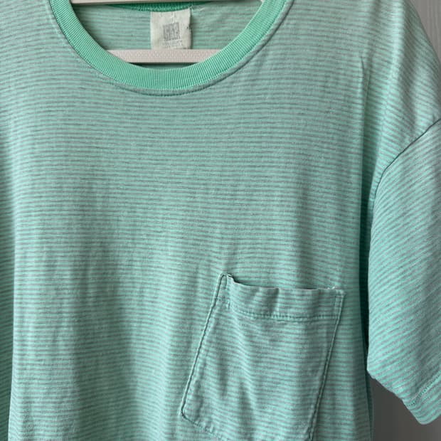 USA 80~90s 올드갭 보더티셔츠 mint grey