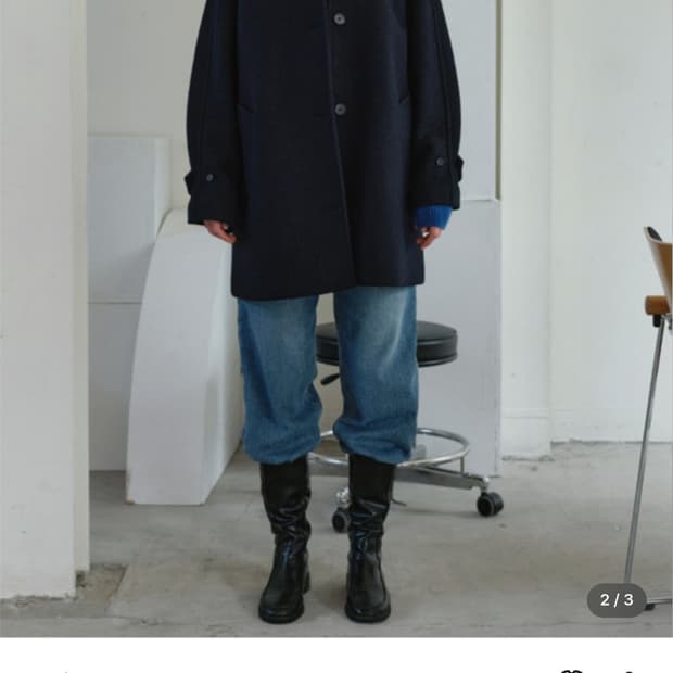 포저 POSZER 하프코트 울80%알파카 10%코트 네이비