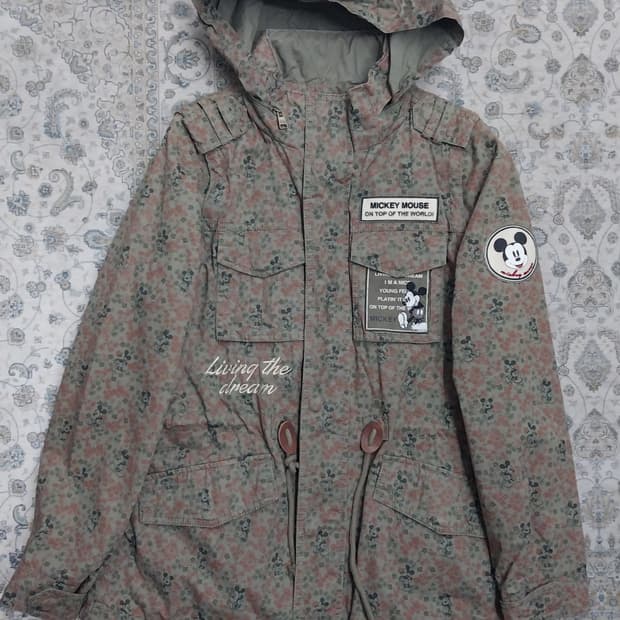 홀하우스 X 디즈니 미키 플라워 패턴 후드자켓 XS (55반까지)
