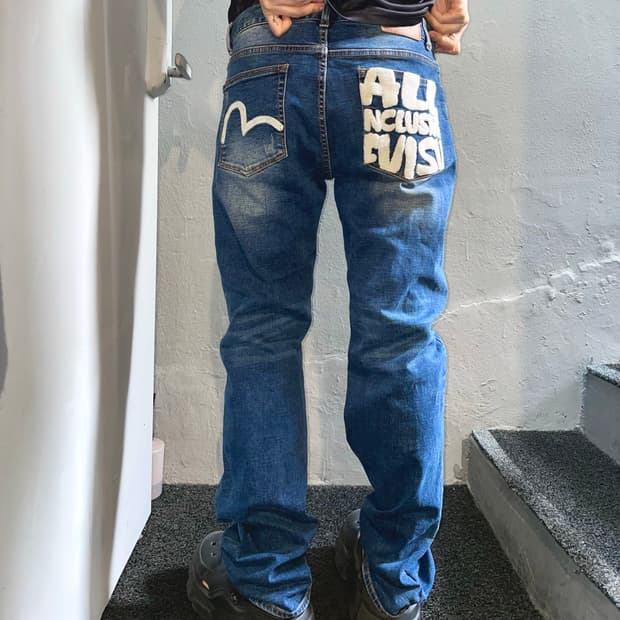 EVISU 에비수 청바지 화이트 갈매기 데님팬츠
