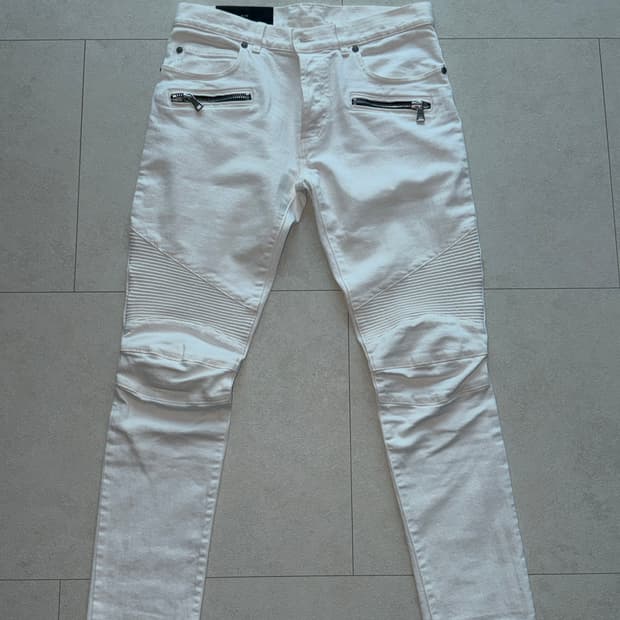 발망 데님 슬림핏 바이커팬츠 화이트 30