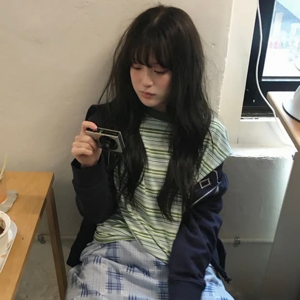 엔조블루스 스트라이프 박시 LST GREEN