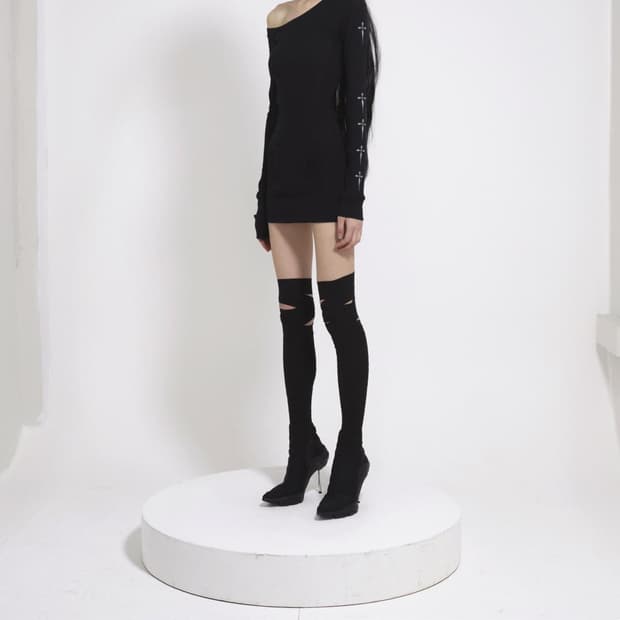 본네 오프숄더 미니 드레스 블랙 1