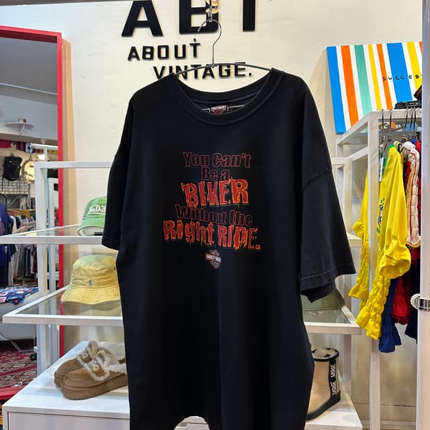 할리데이비슨 레터링 그래픽 반팔 티셔츠 블랙 오버핏 바이커티 2XL 