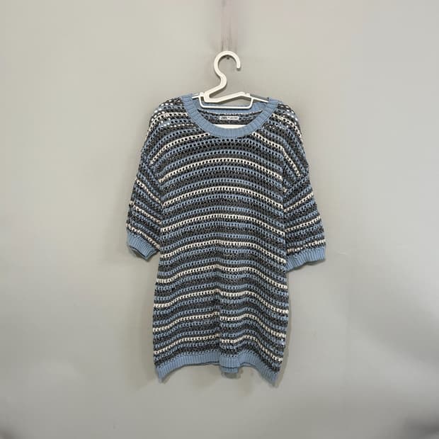 ZARA 스트라이프 니트 반팔 L 여성