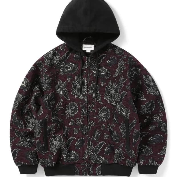 Floral Work Jacket Burgundy