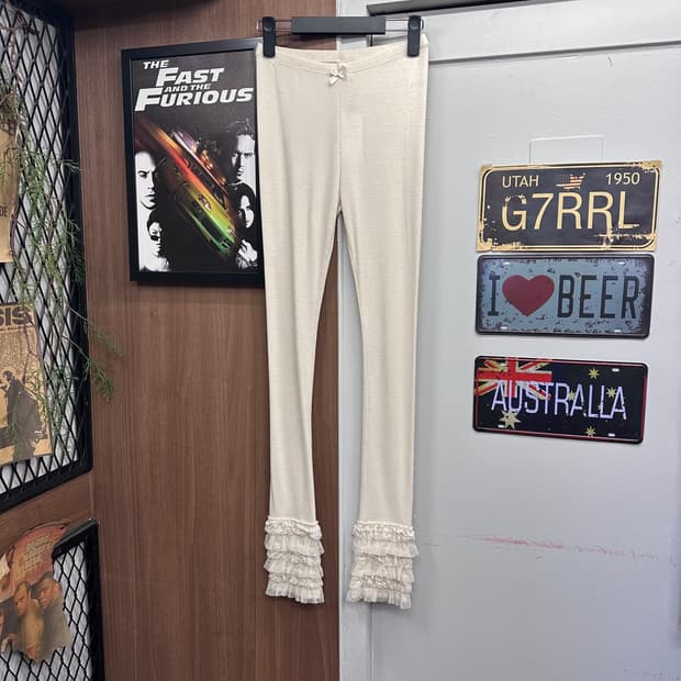 Ivory Lace Detail Cotton Leggings