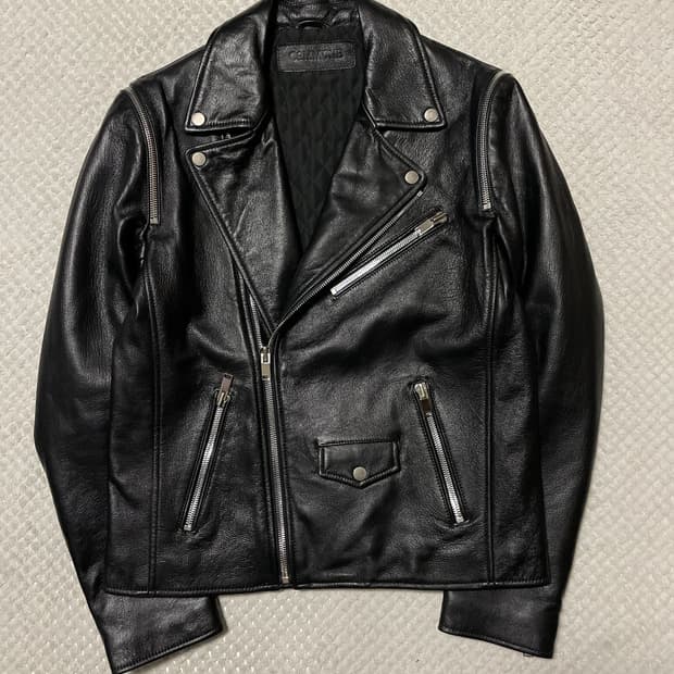 웨스턴 무드 램스킨 양가죽 체인 디테일 레더 자켓