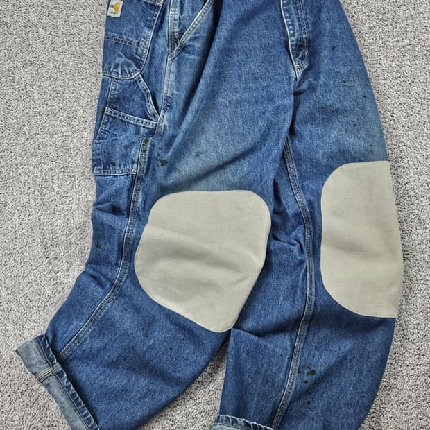 FR칼하트 밴딩 패치드커스텀 데님 카펜터 팬츠 (42X32)/ 10346