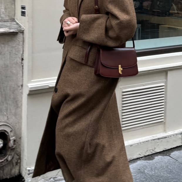 에토스 브라운체크 롱코트