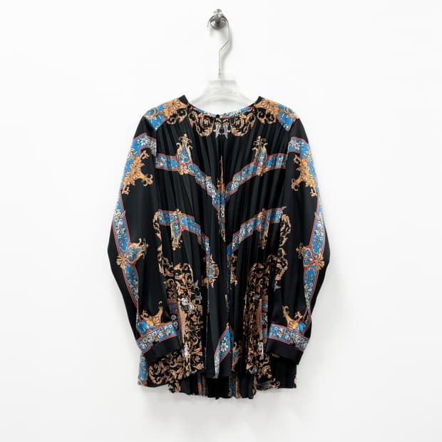 산드로 바로크 프린트 플리츠 블라우스