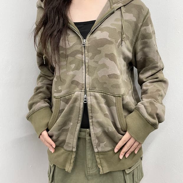y2k 카모 2way 후드집업