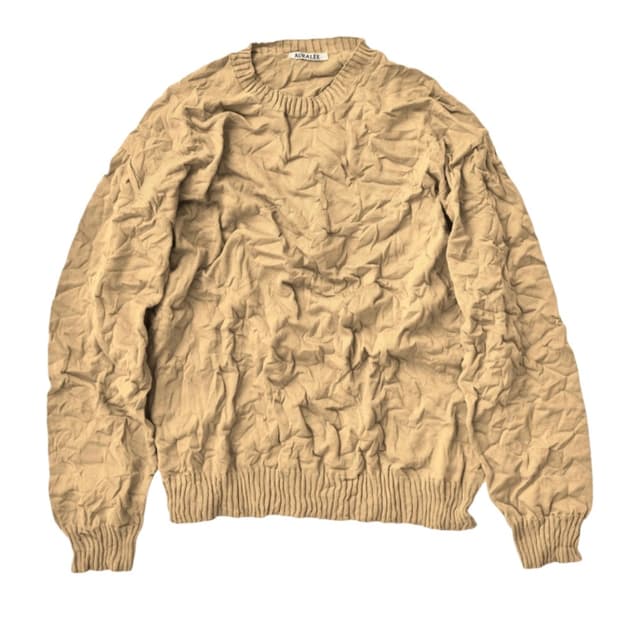 오라리 링클 드라이 코튼 니트 P/O 베이지