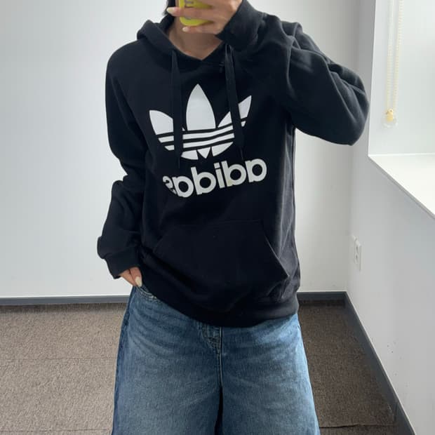 Adidas 아디다스 빅 파이어로고 블랙 후드티