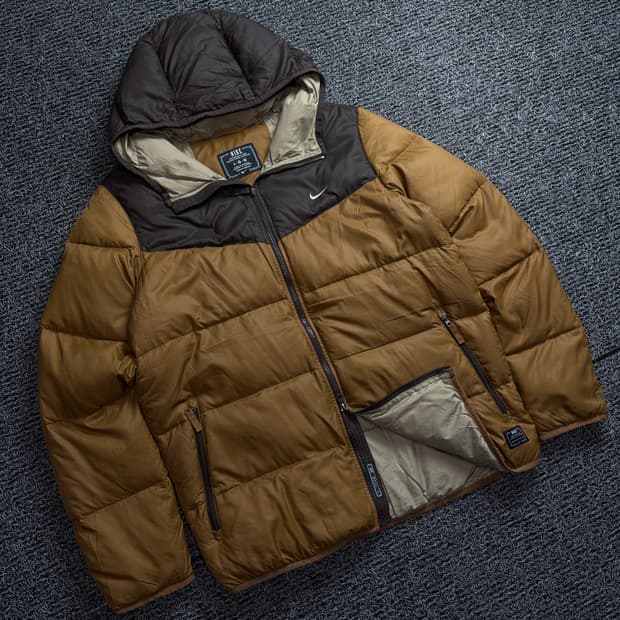 00s 나이키 올드스쿨 배색 경량 후드 다운 패딩 1510