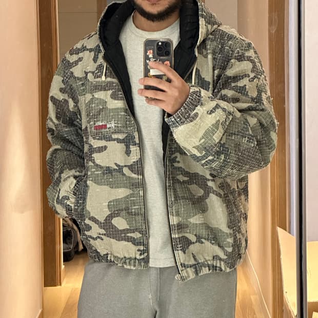 스투시 워크자켓 니들펀치 카모 XXL