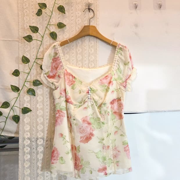 플라워 쉬폰 블라우스