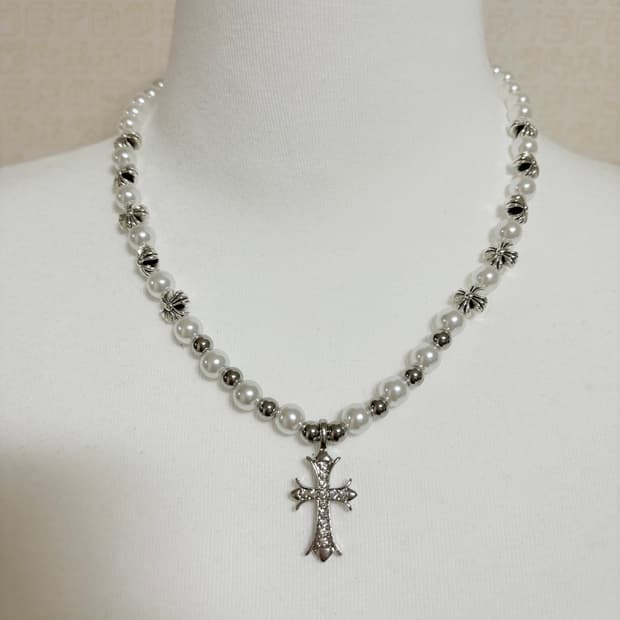 십자가 진주 목걸이