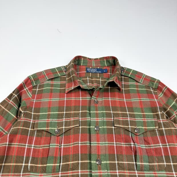 폴로 랄프로렌 클래식 투 포켓 타탄 체크셔츠 (L)