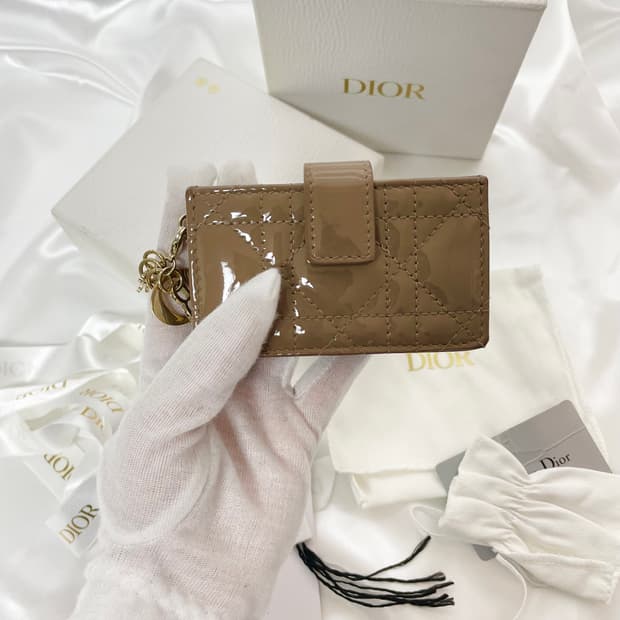 디올 레이디 아코디언 카드지갑 페이던트 A급 풀세트 베이지