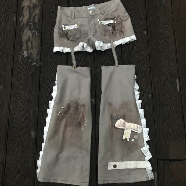 Lace Trim Garter Flare Pants