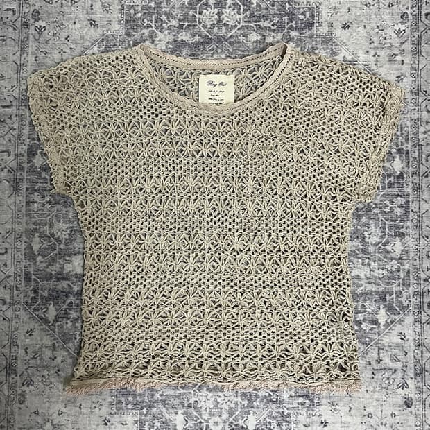 00's Boho Crochet Knit Top