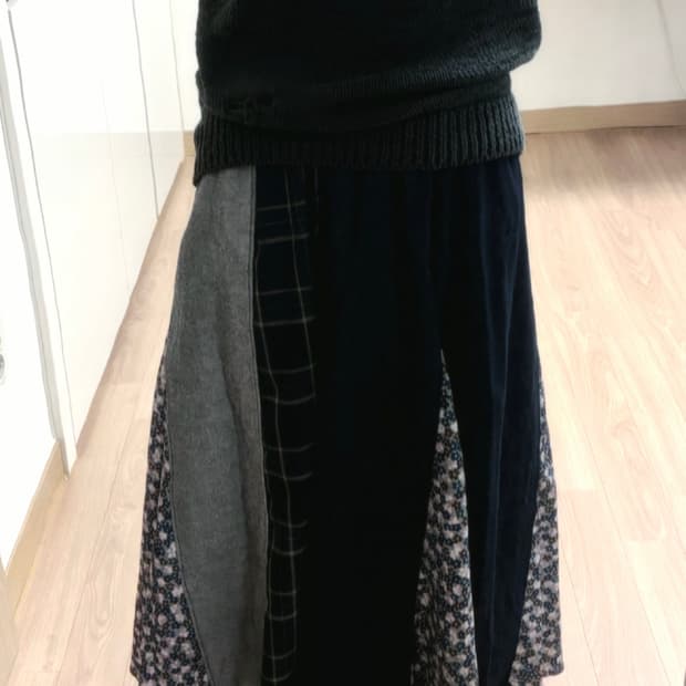 Patchwork print maxi skirt