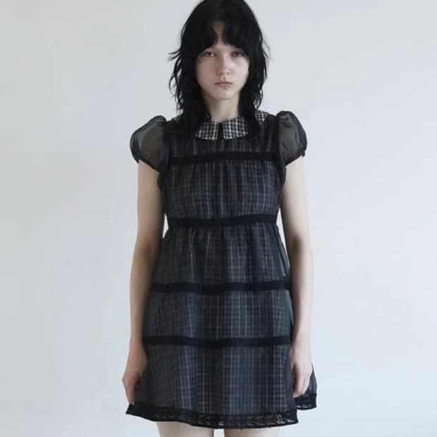Dared BABYDOLL DRESS IN BLACK CHECK